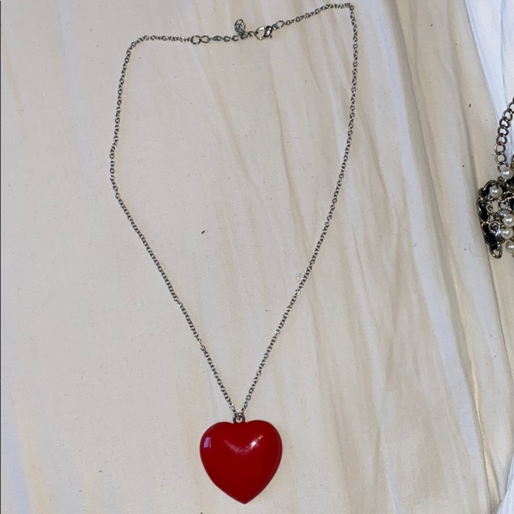 Red enamel heart necklace